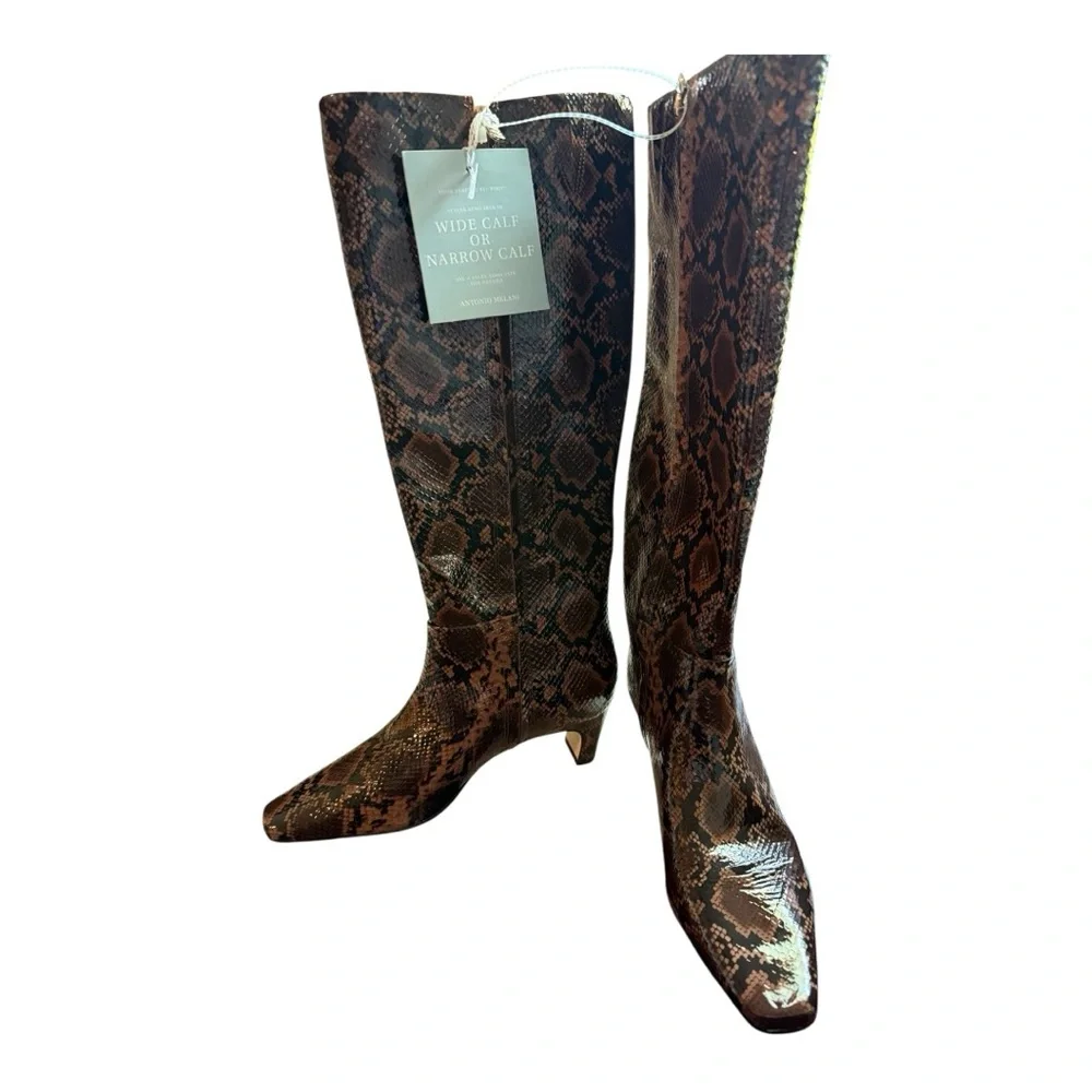 NEW Antonio Melani Snake Patent Leather Standard Tall Dress Boot Size 6 - Picture 11 of 15